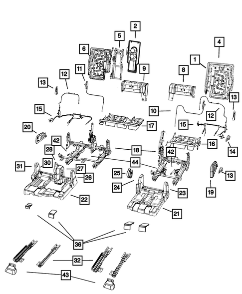 Rear Seats - Second Row - Adjusters, Recliners, Shields and Risers for 2010 Dodge Journey #0