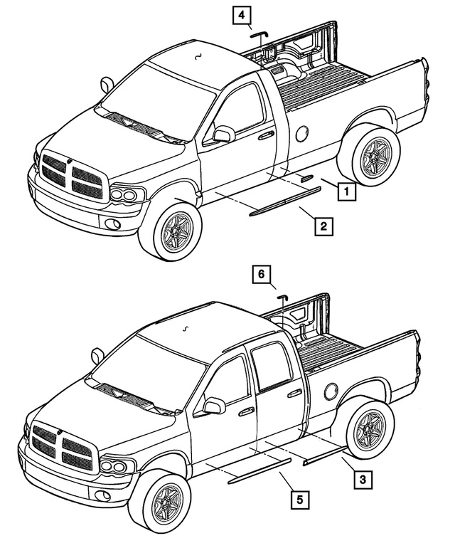 55077167AC - Exterior Ornamentation: Cab Molding, Left for Mopar Image