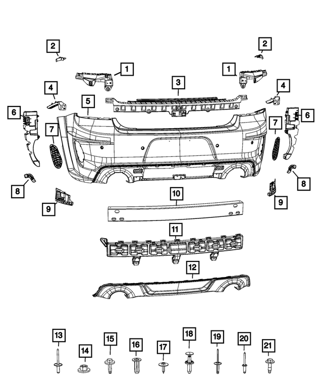 68488292AA - Frame, Bumper and Fascia: Rear Fascia for Mopar Image