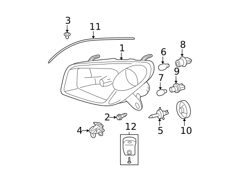 Headlamp Components for 2004 Toyota RAV4 #0