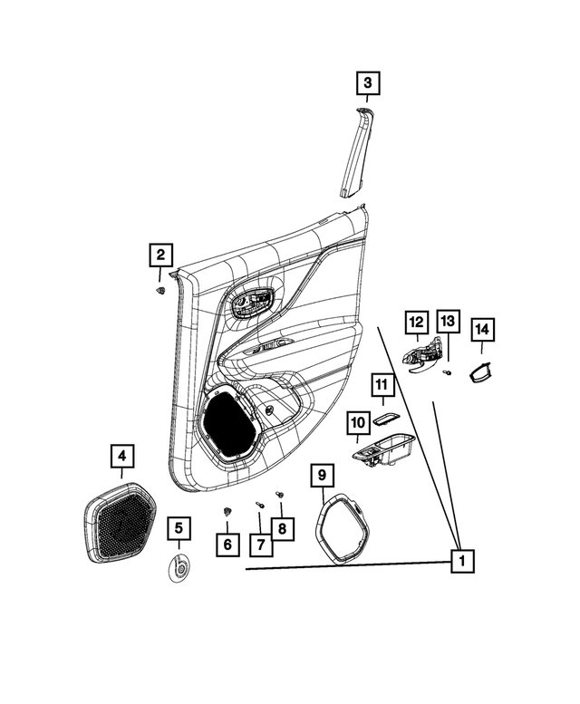 5UW90U3BAA - : Door Trim Panel Bezel, Left for Mopar Image