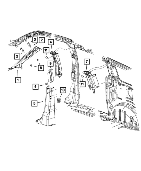 Panels-Moldings-Scuff Plates, Pillar, Cowl, 1/4 Panel Trim and Cargo Covers for 2016 Dodge Grand Caravan #1