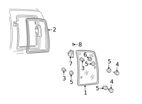 Glass - Rear Door for 1996 Chevrolet K1500 Pickup #0
