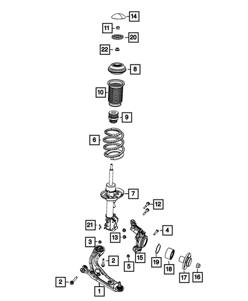 Front Suspension, Strut and Cradle for 2015 Fiat 500L #0