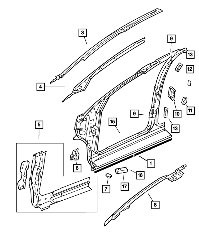 5018519AC - Body Sheet Metal Except Doors: Body Side Aperture Front Panel Package, Left for Mopar Image