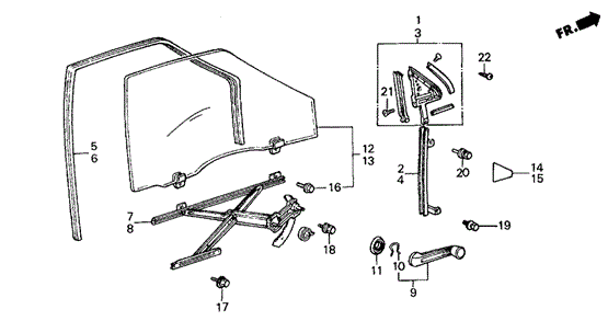Front Door Window 4DR for 1987 Honda Civic #0
