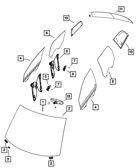 Glass and Interior Rear View Mirror for 2014 Dodge Journey #0