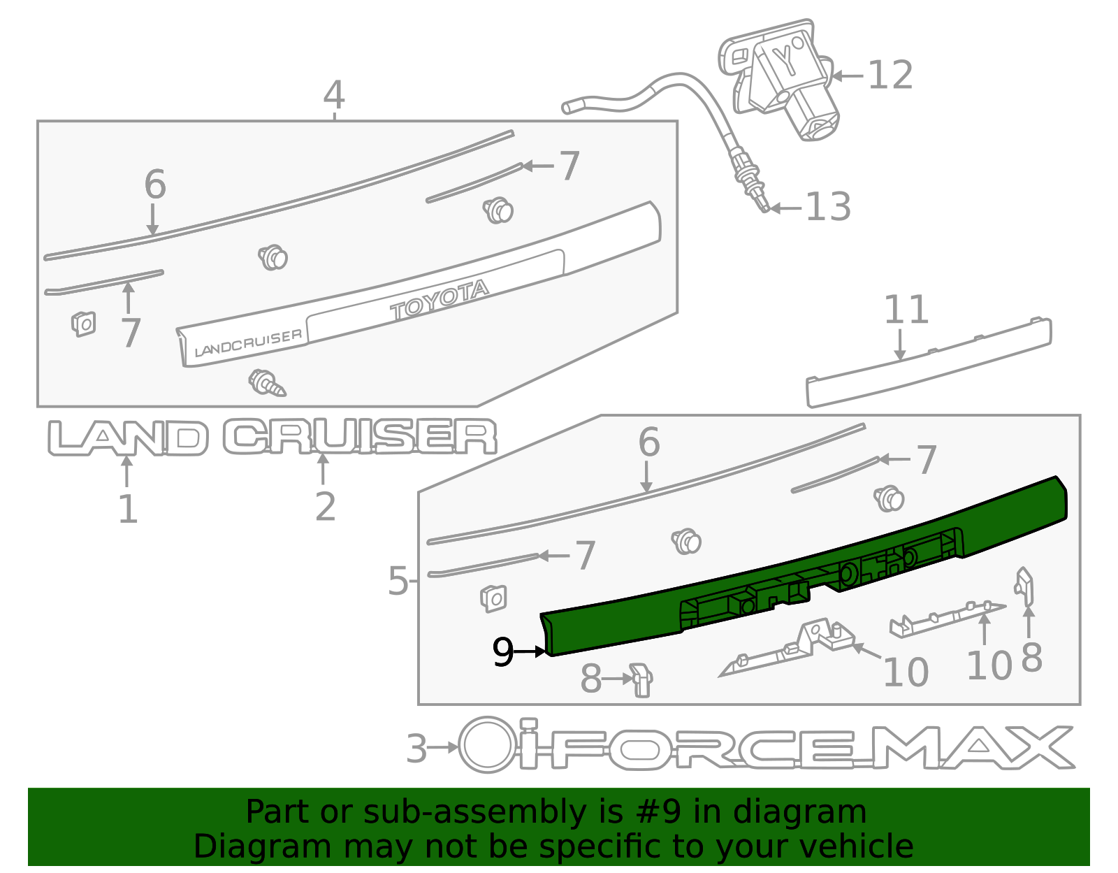 76801-60510 - Lift-Gate Finish Panel 2024-2025 Toyota Land Cruiser