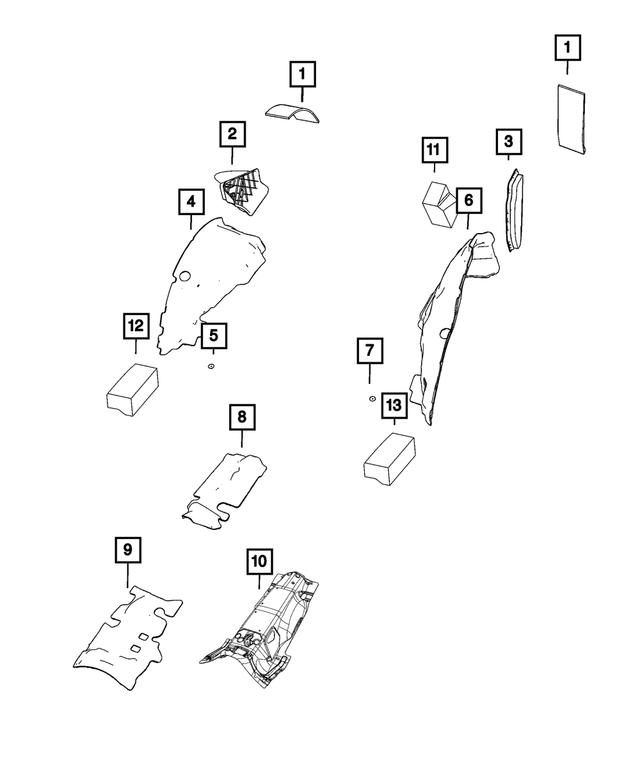68161202AB - Interior Trim: Tunnel Silencer, Rear for Mopar Image image