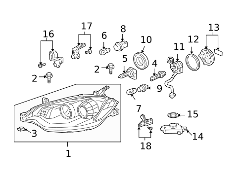 Headlamp Components for 2009 Acura RDX #0