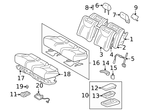 Rear Seat Components for 2004 Lexus LS430 #1