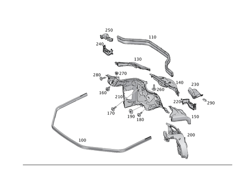 Engine Compartment Partition Wall, Wheel Well Detachable Parts for 2016 Mercedes-Benz GLE550e #0
