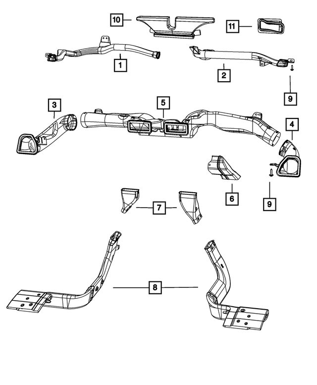 5191352AB - Air Conditioners and Heaters: A/c And Heater Duct for Mopar Image