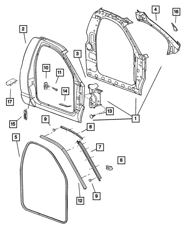 68031801AA - Body Sheet Metal Except Doors: Bodyside Seal Retainer, Left for Mopar Image