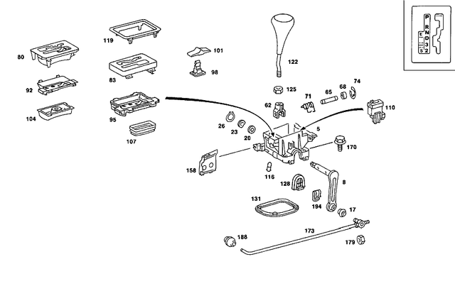 1242601238 - Gearshift Mechanism: Gearshift Shaft for Mercedes-Benz: 190, 190D, 190E, 200, 200D, 260E, 300CE, 300D, 300E, 300TD, 300TE Image image