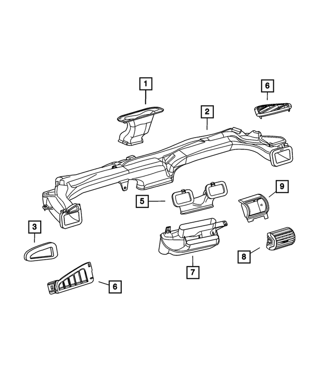 4595739AA - Air Conditioning &amp; Heater: Defroster Duct for Mopar Image image