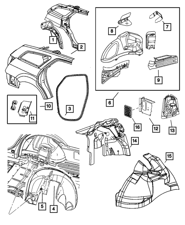 « 5112993AC – Body Sheet Metal Except Doors : Passage De Roue Arrière Panneau, Côté Gauche pour Mopar Image »