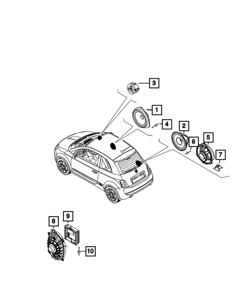 Radio, Antenna, Speakers, DVD, and Video systems for 2024 Fiat 500E #1