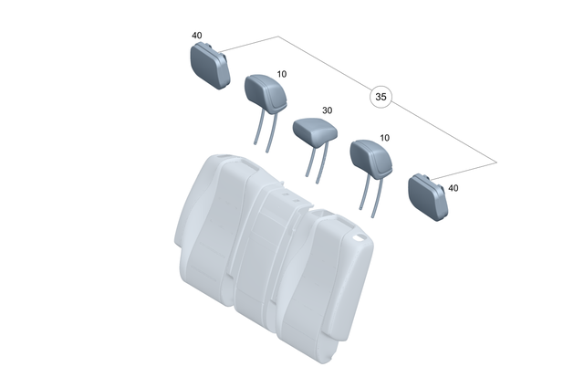 1679705502 - Rear Seat Bench: Head Restraint for Mercedes-Benz: GLE350, GLE450e, GLE580, GLS450, GLS580, GLS63 AMG, Maybach GLS600 Image image