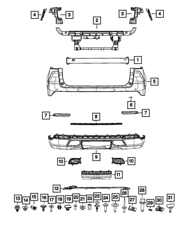 6XX83GXHAB - Frame, Bumper and Fascia: Bumper Cover for Jeep: Grand Cherokee, Grand Cherokee L Image