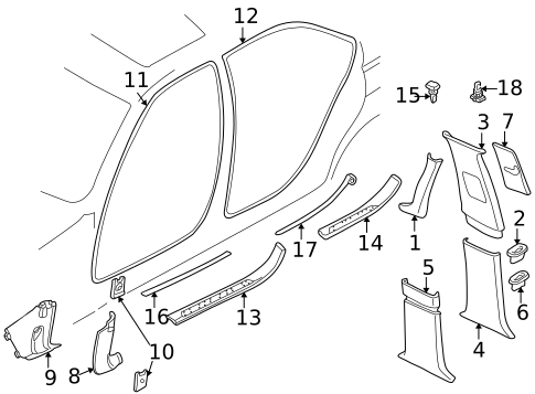 Interior Trim - Pillars for 2001 BMW 740iL #0