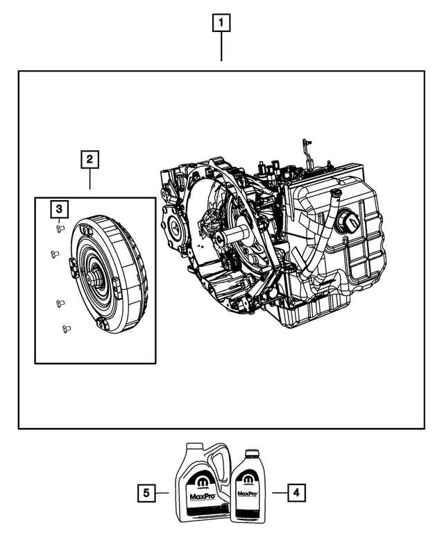 RX039386AB - 62TE; 6-Speed; Automatic Transaxle: With Torque Converter Transmission Kit, Remanufactured for Mopar Image