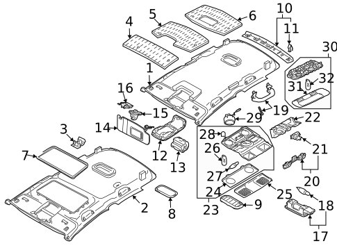 Interior Trim - Roof for 2009 Volkswagen Rabbit #1