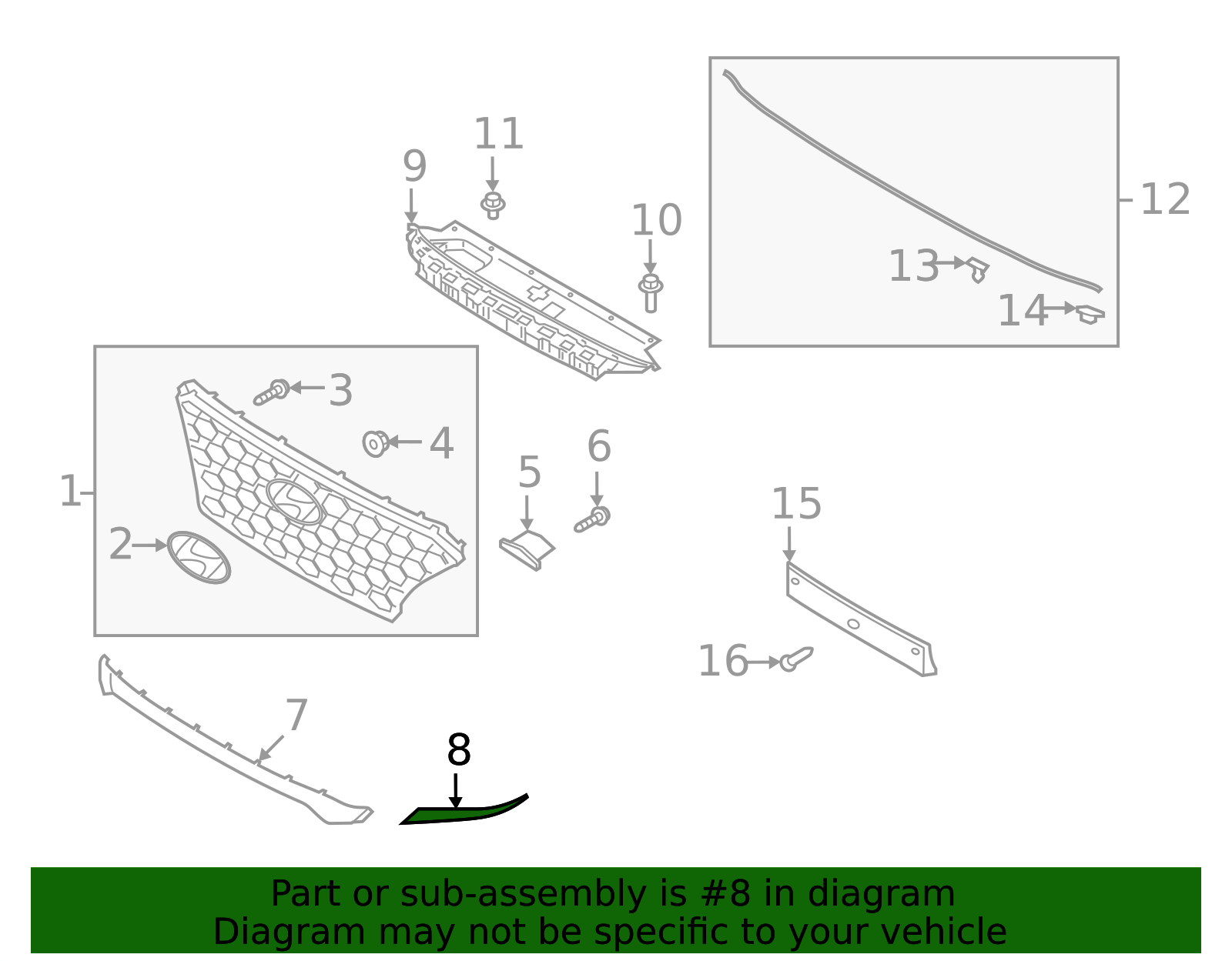 thumbnail image 2 of Genuine OEM Hyundai 2021-2023 Santa Fe Right Front Bumper Trim Molding | Silver, Part #86596-S2600 2 of 4