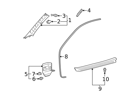 Interior Trim - Pillars for 2005 Toyota Solara #0