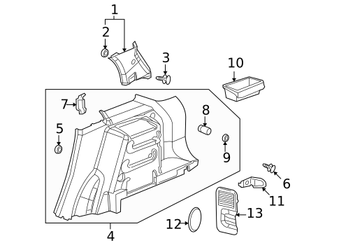 Interior Trim - Quarter Panels for 2006 Pontiac Torrent #0
