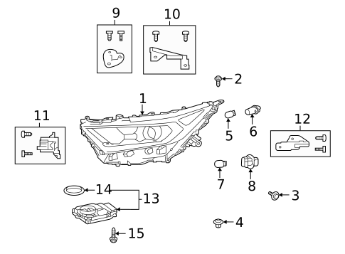 Headlamp Components for 2020 Toyota RAV4 #1