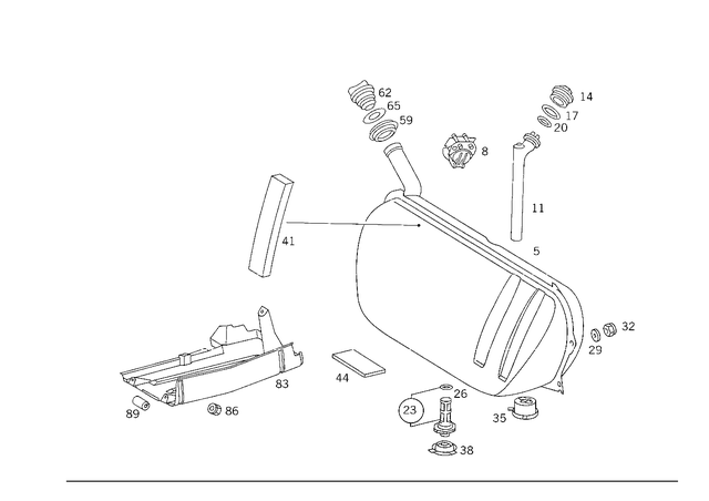 1244709501 - Fuel System: Fuel Tank for Mercedes-Benz: 200D, 300CE, 300D, 300E, 400E, 500E Image image