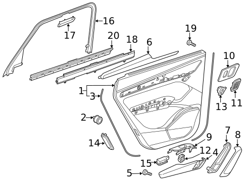 Interior Trim - Rear Door for 2020 Audi Q5 PHEV #1