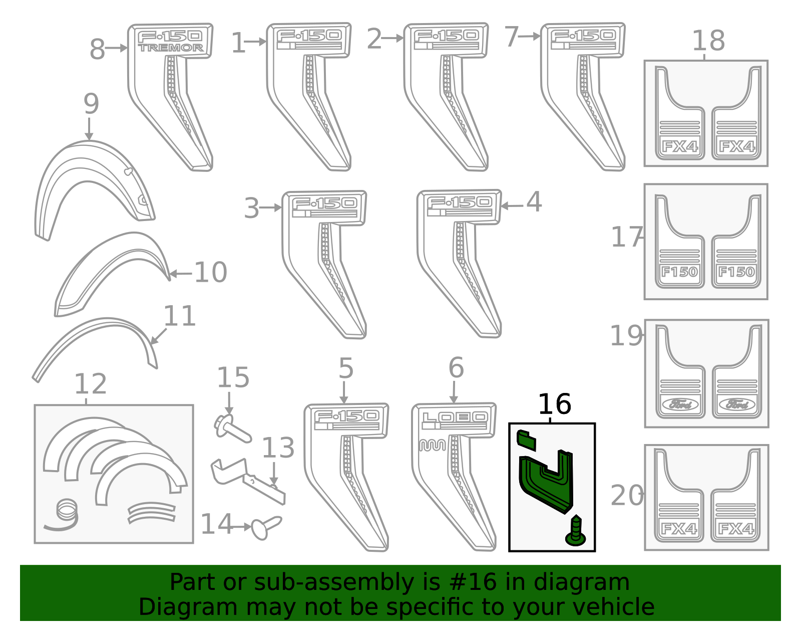 ML3Z-16A550-AA - Splash Guards, Front Pair, Molded 2021-2026 Ford