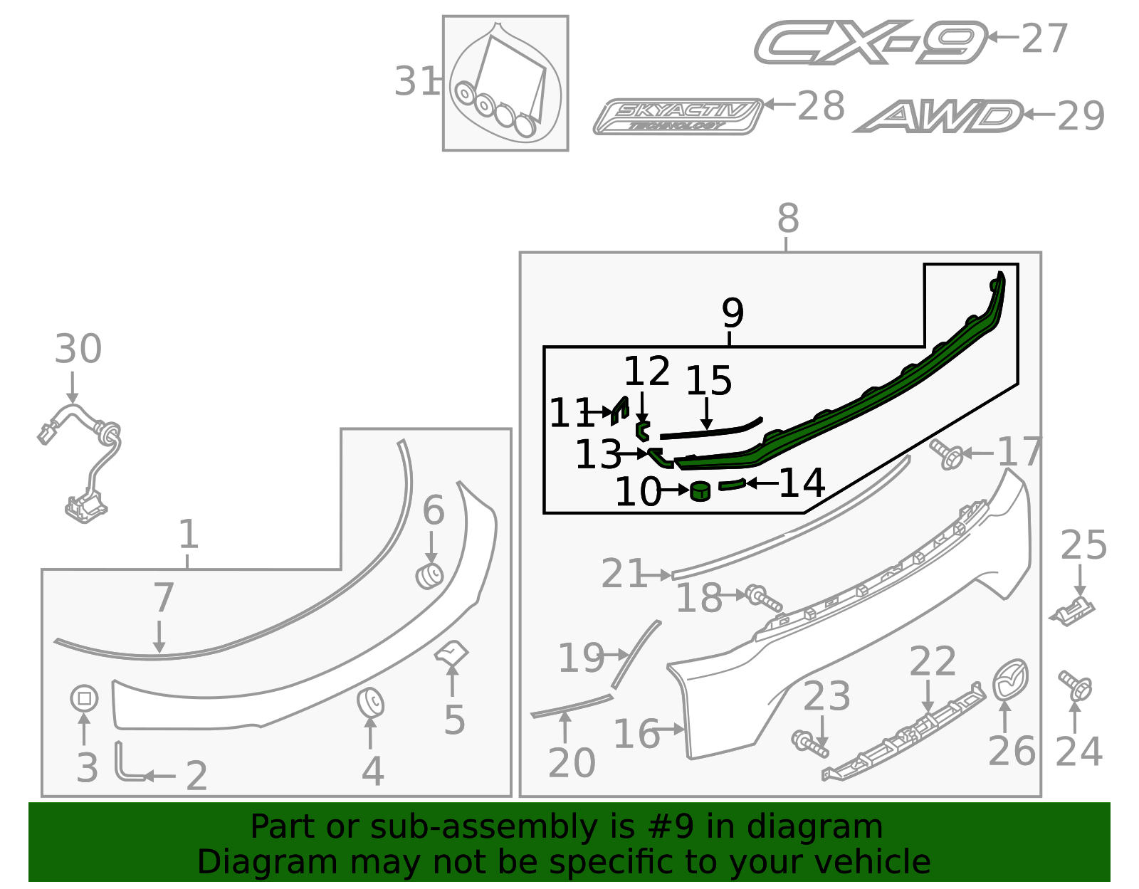 TK48-50-85ZA - Molding 2016-2023 Mazda CX-9 | Mazda-Parts