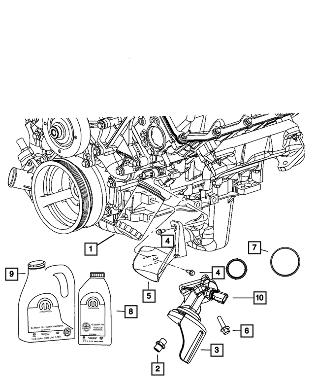« 68382403AA – 5.7L Gas; Engine : Filtre à Huile Adaptateur pour Mopar Image »