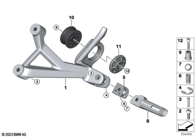 46717108259 - Frame and Mounting Parts: Foot Peg Bracket, Rear Left -  for BMW-Motorrad Image