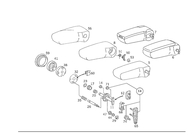 1249703330 - Front Seats: Folding Armrest for Mercedes-Benz: 200, 200D, 260E, 280E, 300D, 300E, 300TD, 300TE, 400E, 500E Image image