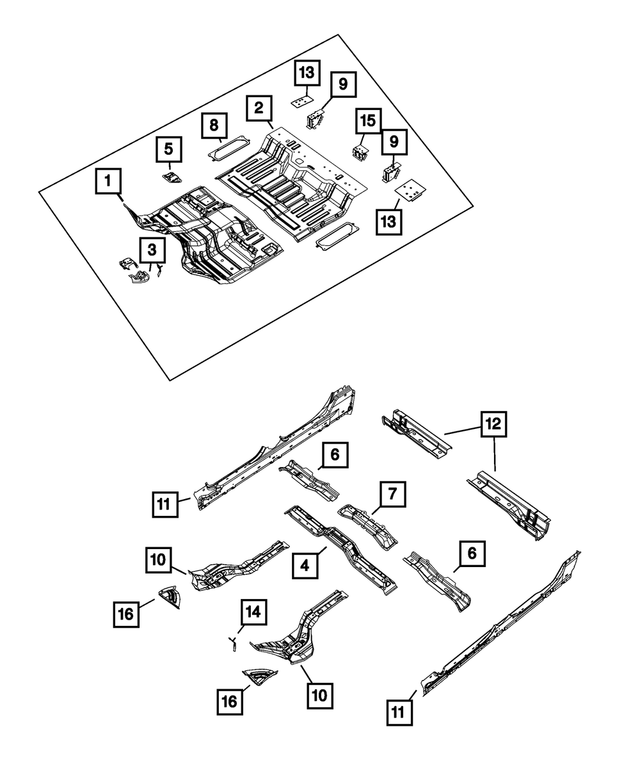 68635786AA - Body Sheet Metal Except Doors: Front Floor Pan for Mopar Image image