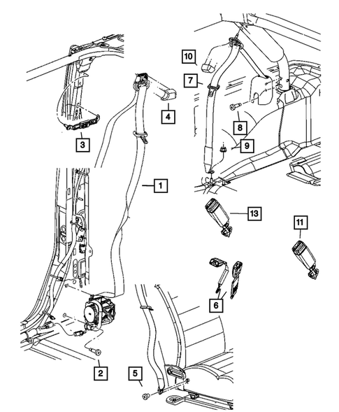 Seat Belts-Front and Rear for 2007 Jeep Wrangler #0