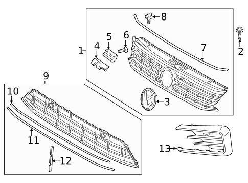 Grille & Components for 2019 Volkswagen Passat #0