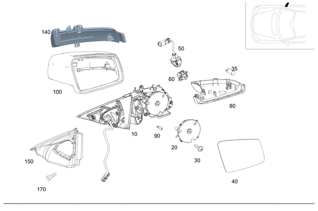 2128105800 - Driver Door: Mirror Frame for Mercedes-Benz Image image