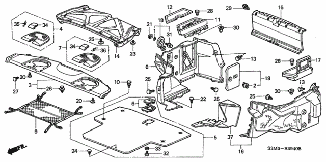 Rear Tray - Trunk Lining for 2003 Acura CL #0