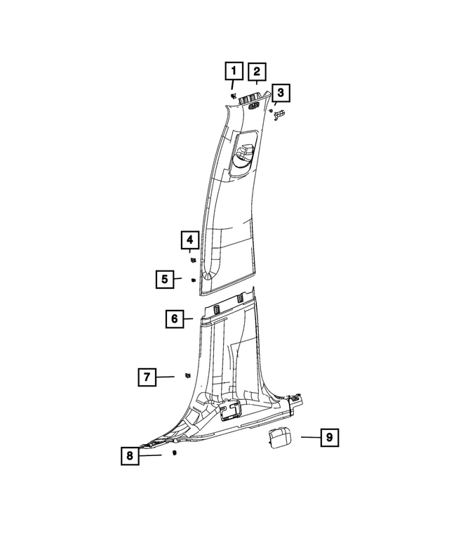7JQ91TX7AD - Interior Trim: B Pillar Molding, Left for Jeep: Cherokee, Wagoneer S Image