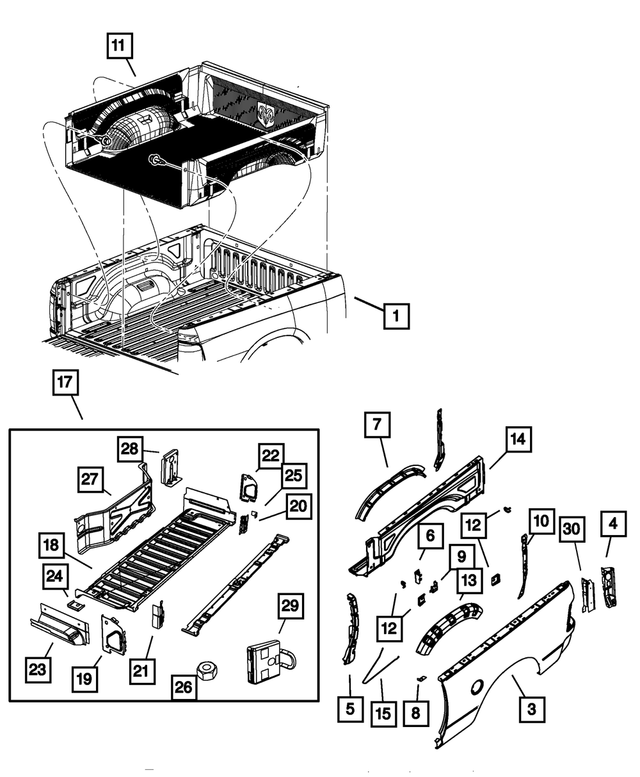 55112323AB - Body Sheet Metal Except Doors: Box Side Outer Panel, Left for Mopar Image