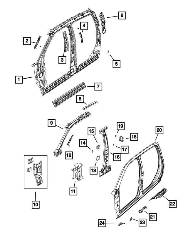 55372804AA - Body Sheet Metal Except Doors: Grab Handle Bracket, Right for Mopar Image