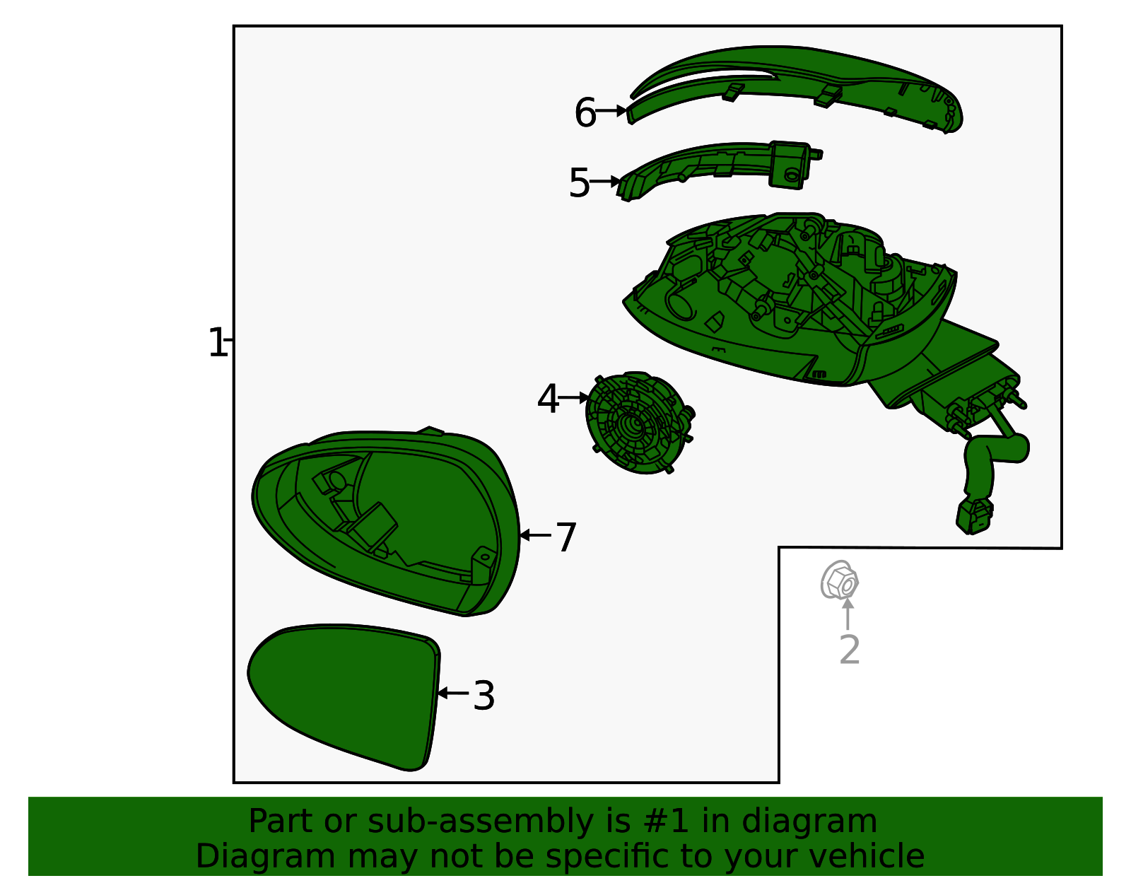 Passenger Side Convex Mirror Glass For Kia K5 2021-2024 - 6 3/4" Fit Over, Includes Blind Spot Icon