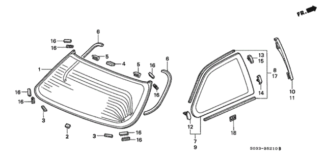 Rear Windshield - Quarter Windows for 1997 Honda Civic #0