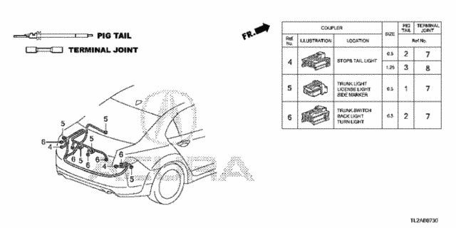 Electrical Connectors (RR.) for 2013 Acura TSX #0