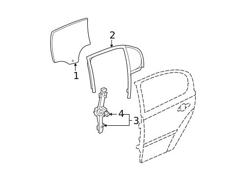 Glass - Rear Door for 2005 Chevrolet Malibu #0